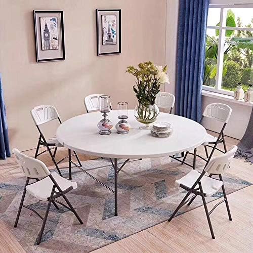 ADXH Portable Plastic Folding Table Dia 150 cm Round for 8-10 Person for Party/Picnic/Garden/Dining/Kitchen/Buffee/Restaurant