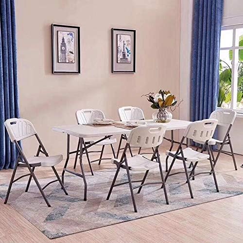 ADXH Classic Portable Plastic Folding Table for Picnic Dining table,Camp Event,Plain White zk180s, LC-1.8M-6FT-09, 180 x70 x 74cm