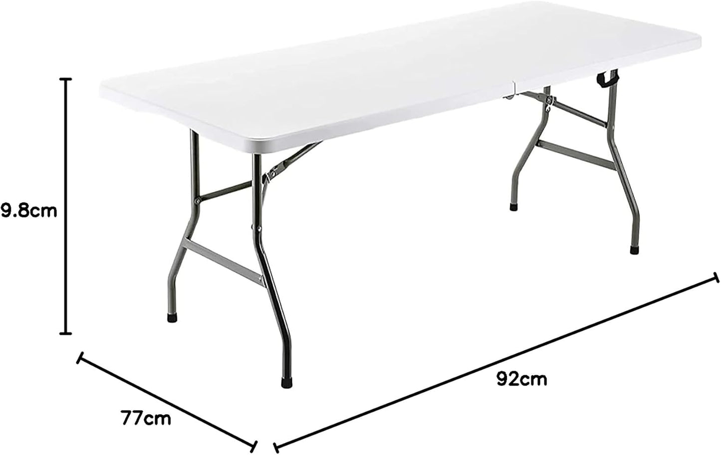 ADXH Classic Portable Plastic Folding Table for Picnic Dining table,Camp Event,Plain White zk180s, LC-1.8M-6FT-09, 180 x70 x 74cm