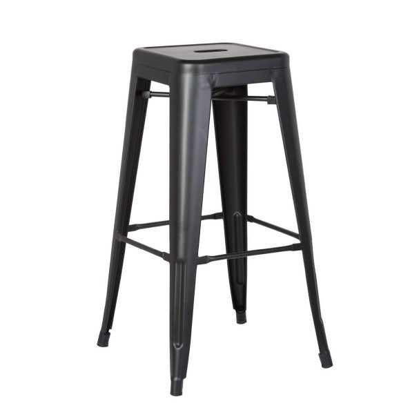 ADXH 76CM Metal Bar Stools High Backless Stools Bar Height Stools Patio Furniture Indoor/Outdoor Stackable Kitchen Stools Dining Chair (Matt Black)