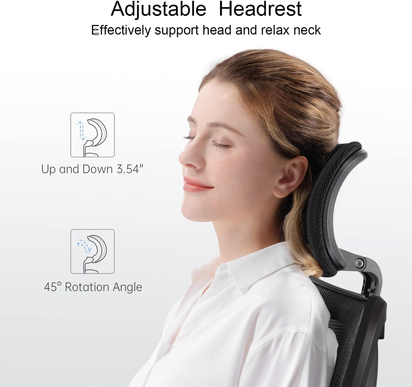 ADXH Ergonomic Office Chair, Computer High Back Desk Chair with 2D Armrest, Adjustable Headrest, Lumbar Support and Comfortable Thick Cushion.(Black)