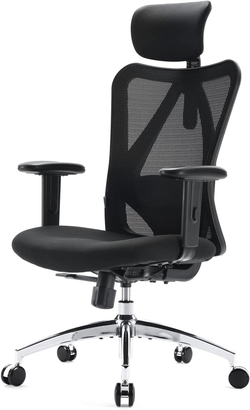 ADXH Ergonomic Office Chair, Computer High Back Desk Chair with 2D Armrest, Adjustable Headrest, Lumbar Support and Comfortable Thick Cushion.(Black)