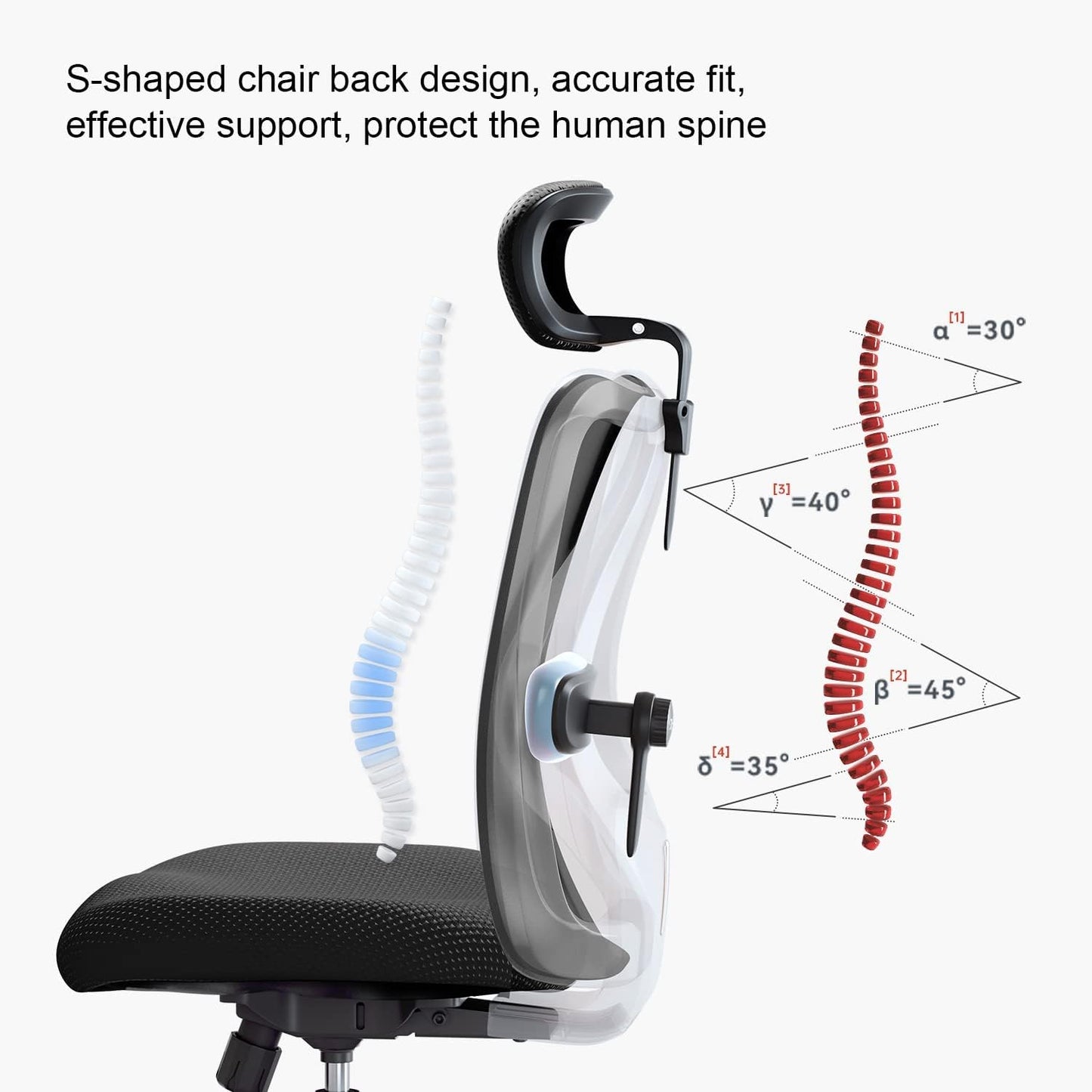 ADXH Ergonomic Office Chair, Computer High Back Desk Chair with 2D Armrest, Adjustable Headrest, Lumbar Support and Comfortable Thick Cushion.(Black)
