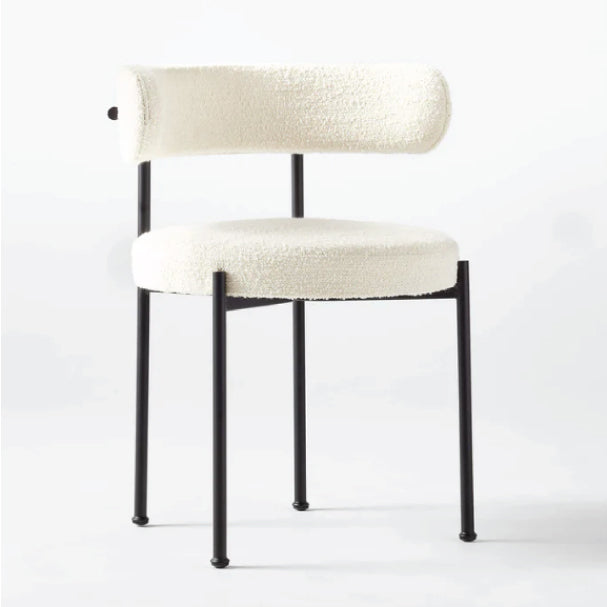 ADXH Furniture Modern Lamb Wool Fabric Dining Chair with Metal Black Legs 0469B