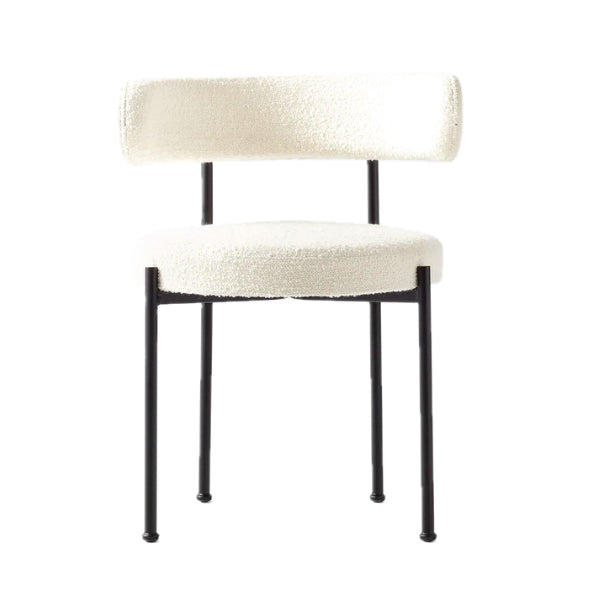 ADXH Furniture Modern Lamb Wool Fabric Dining Chair with Metal Black Legs 0469B