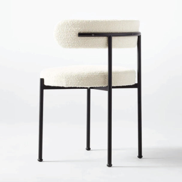 ADXH Furniture Modern Lamb Wool Fabric Dining Chair with Metal Black Legs 0469B