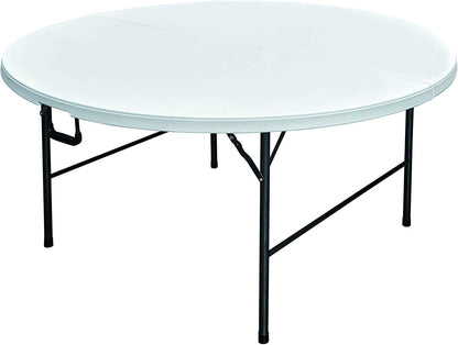 ADXH Portable Plastic Folding Table Dia 150 cm Round for 8-10 Person for Party/Picnic/Garden/Dining/Kitchen/Buffee/Restaurant