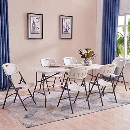 ADXH Classic Portable Plastic Folding Table for Picnic Dining table,Camp Event,Plain White zk180s, LC-1.8M-6FT-09, 180 x70 x 74cm