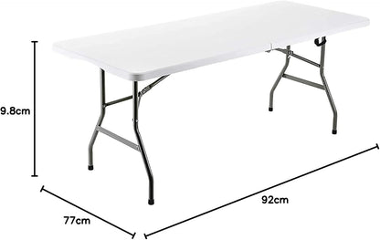 ADXH Classic Portable Plastic Folding Table for Picnic Dining table,Camp Event,Plain White zk180s, LC-1.8M-6FT-09, 180 x70 x 74cm