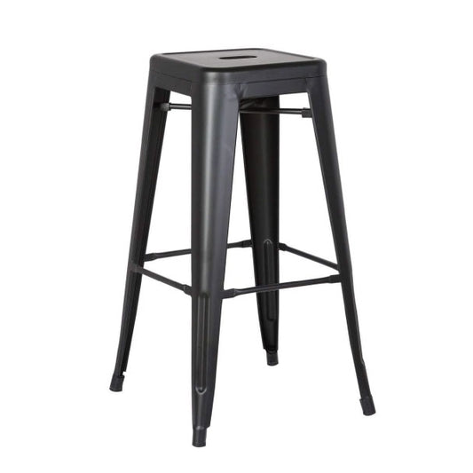 ADXH  76CM Metal Bar Stools High Backless Stools Bar Height Stools Patio Furniture Indoor/Outdoor Stackable Kitchen Stools Dining Chair (Matt Black)