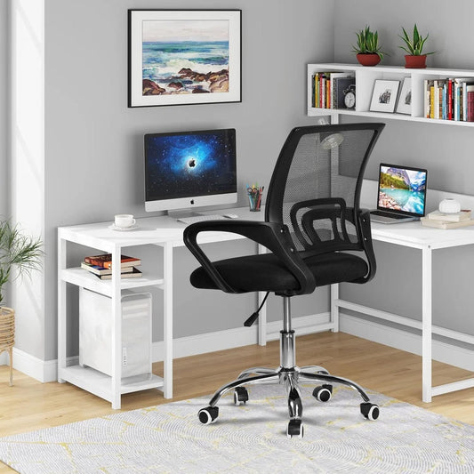 ADXH Office Chair,Comfort Ergonomic Height Adjustable Desk Chair with Lumbar Support Backrest Black 56 * 56 * 95cm