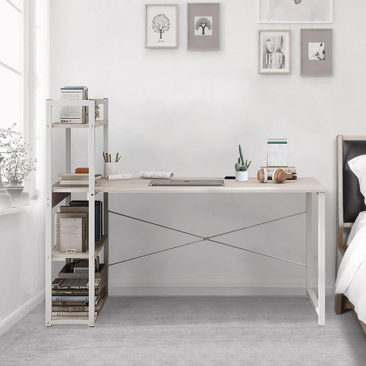 ADXH Computer Desk Table with Shelves 120x48cm, 4 Tier Study Table with Bookshelf Desk Storage Reversible Study Table Office Corner Desk with Shelves Home Office Desk Easy Assemble